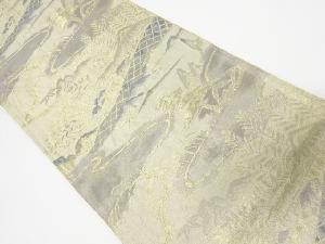 リサイクル　里山風景模様織出し袋帯